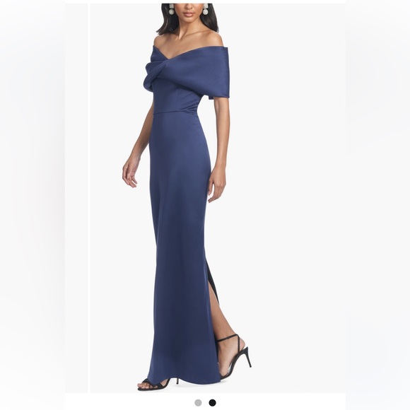 Sachin & Babi Viveca Off the Shoulder Gown Night Sky Size 12 - Picture 7 of 8